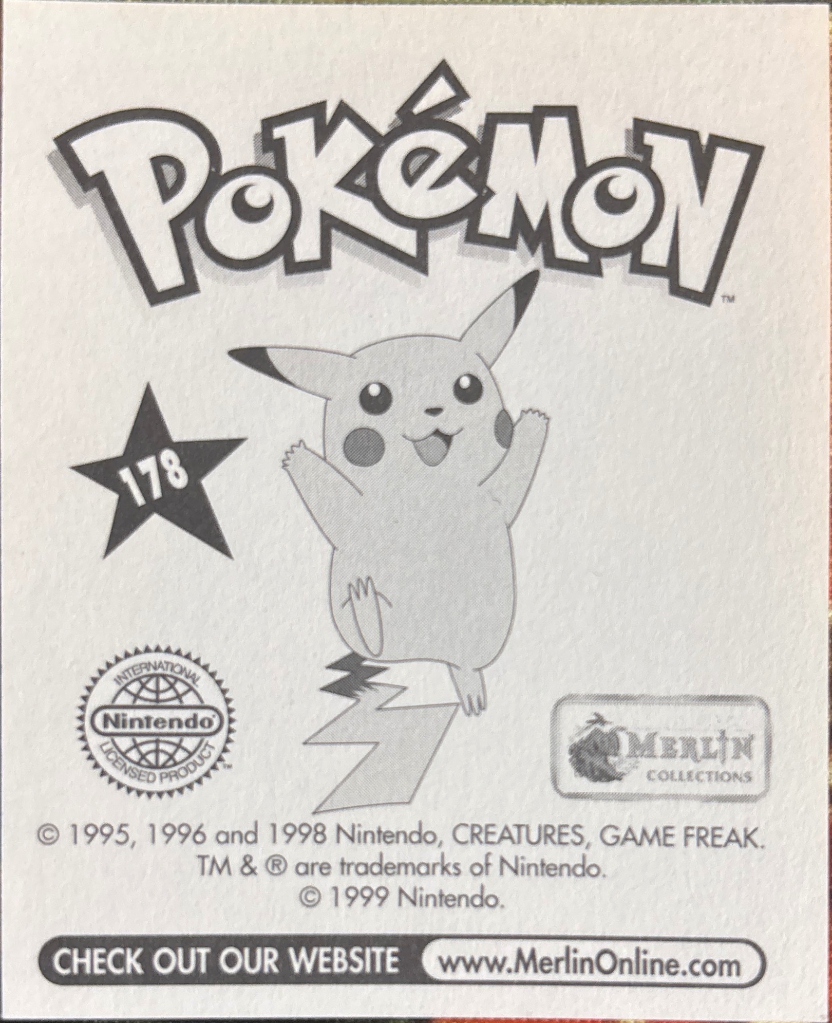 Charmander: Evolution Card #178, Pokémon Merlin Series 1 (1999), back