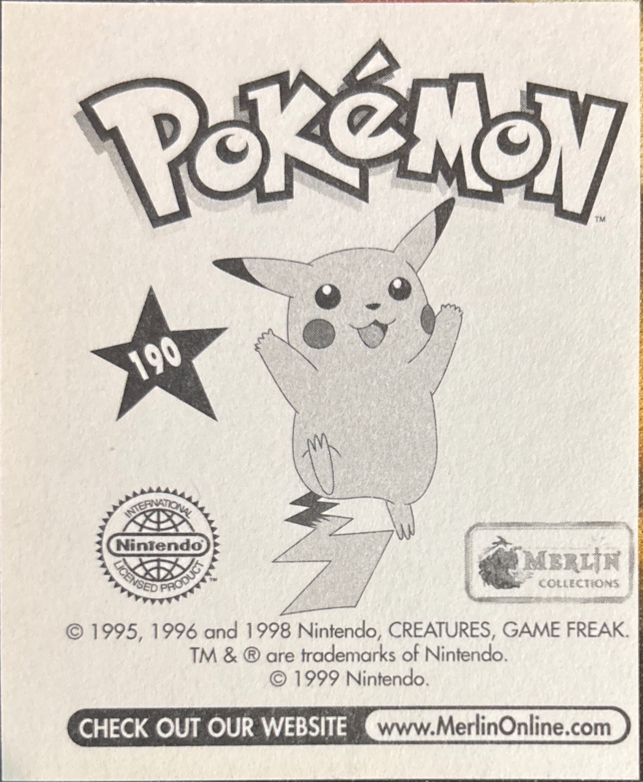 Venusaur: Evolution Card #190, Pokémon Merlin Series 1 (1999), back