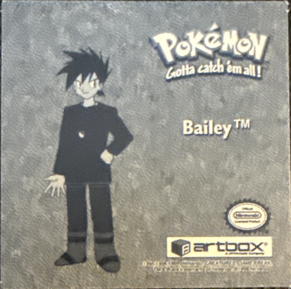 Gary Oak sticker #Pr33, Artbox (USA) Pokémon Artbox Stickers (1999), Prism, back