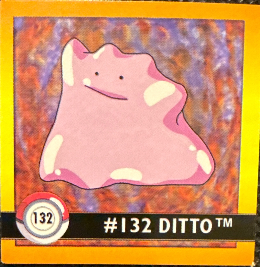 Ditto sticker #132, Artbox (USA) Pokémon Artbox Stickers (1999), front