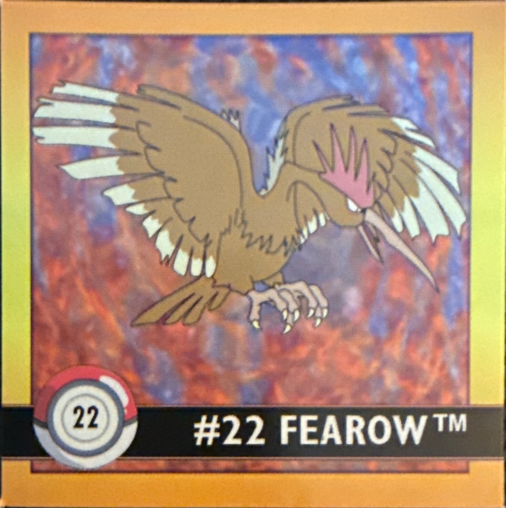 Fearow sticker #22, Artbox (USA) Pokémon Artbox Stickers (1999), front