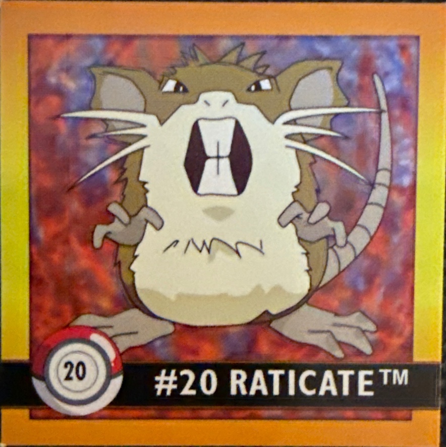 Raticate sticker #20, Artbox (USA) Pokémon Artbox Stickers (1999), front