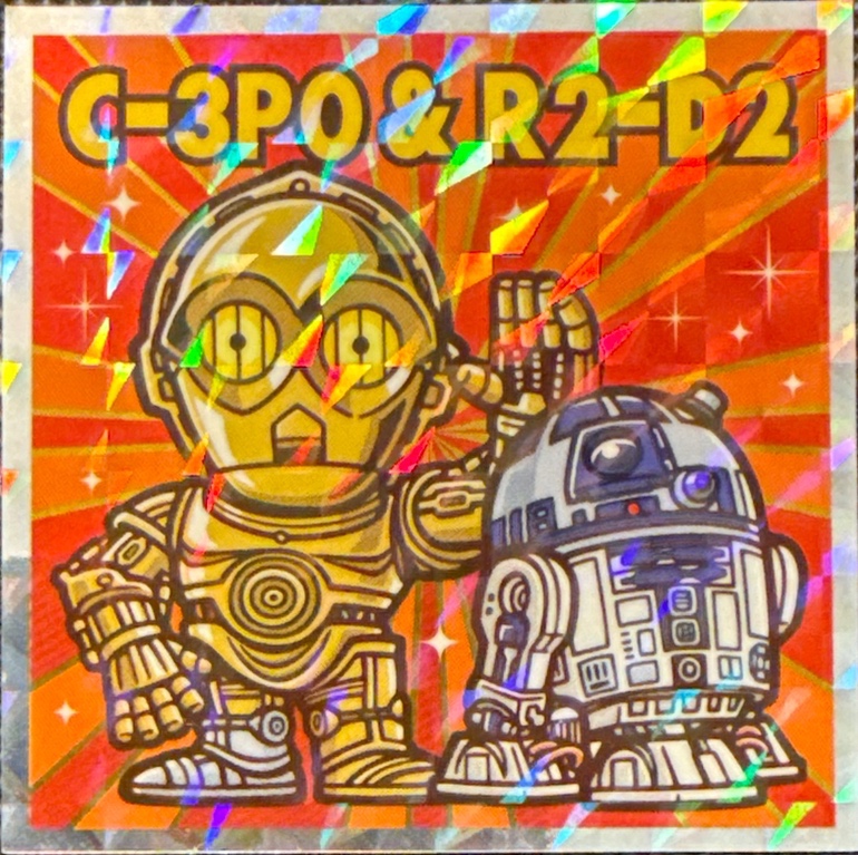 C-3PO & R2-D2 sticker, Star Wars Bikkuriman Episodes 4, 5, 6 Stickers Checklist (2015), Prism, front