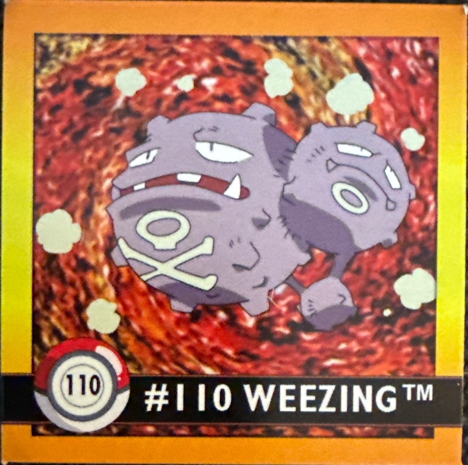 Weezing sticker #110, Artbox (USA) Pokémon Artbox Stickers (1999), front
