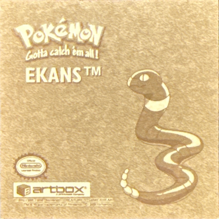 Ekans sticker #G13, Artbox (USA) Pokémon Artbox Stickers (1999), Gold, back
