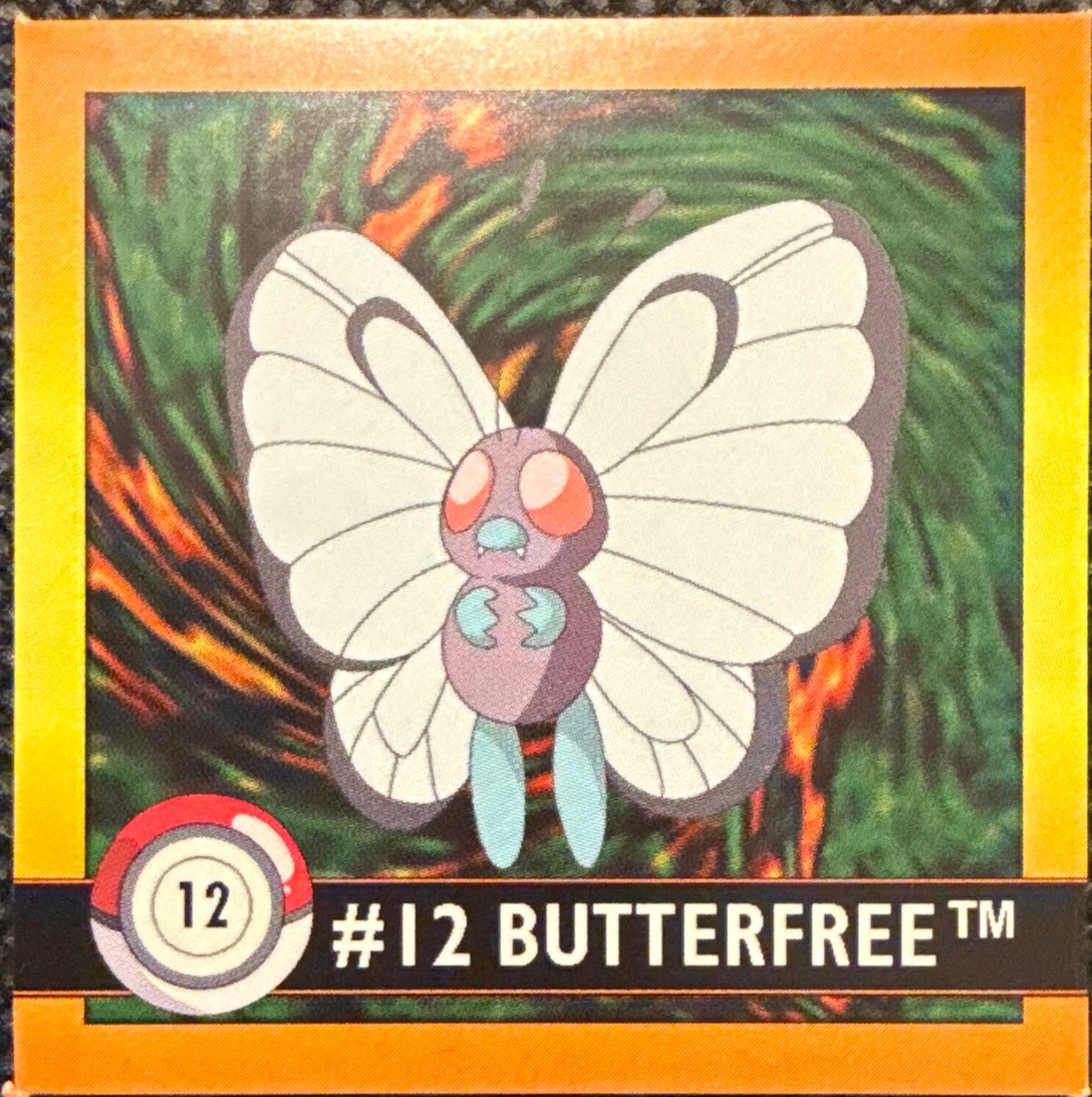 Butterfree sticker #12, Artbox (USA) Pokémon Artbox Stickers (1999), front