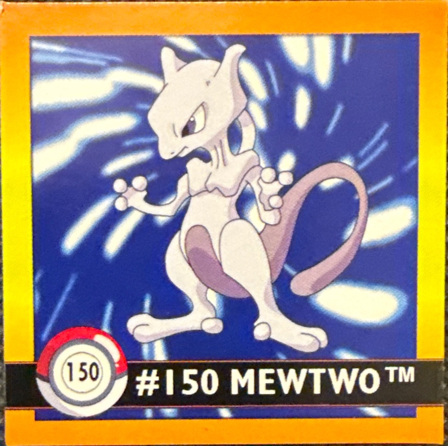 Mewtwo sticker #150, Artbox (USA) Pokémon Artbox Stickers (1999), front