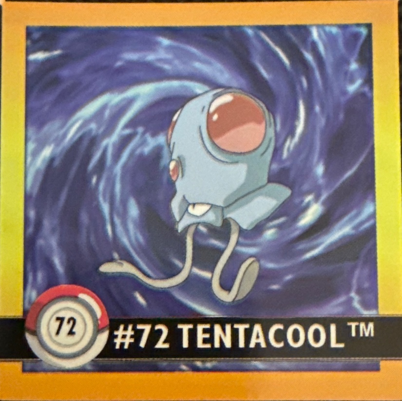 Tentacool sticker #72, Artbox (USA) Pokémon Artbox Stickers (1999), front