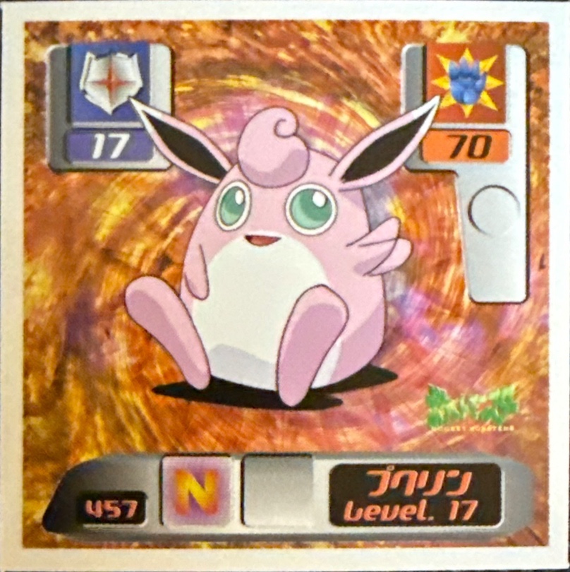 Wigglytuff sticker #457, Pokémon Amada Hyper Sticker Collection 3 Checklist (2000), front