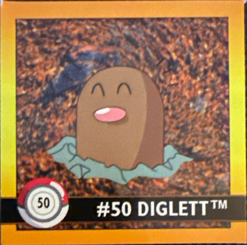 Diglett sticker #50, Artbox (USA) Pokémon Artbox Stickers (1999), front