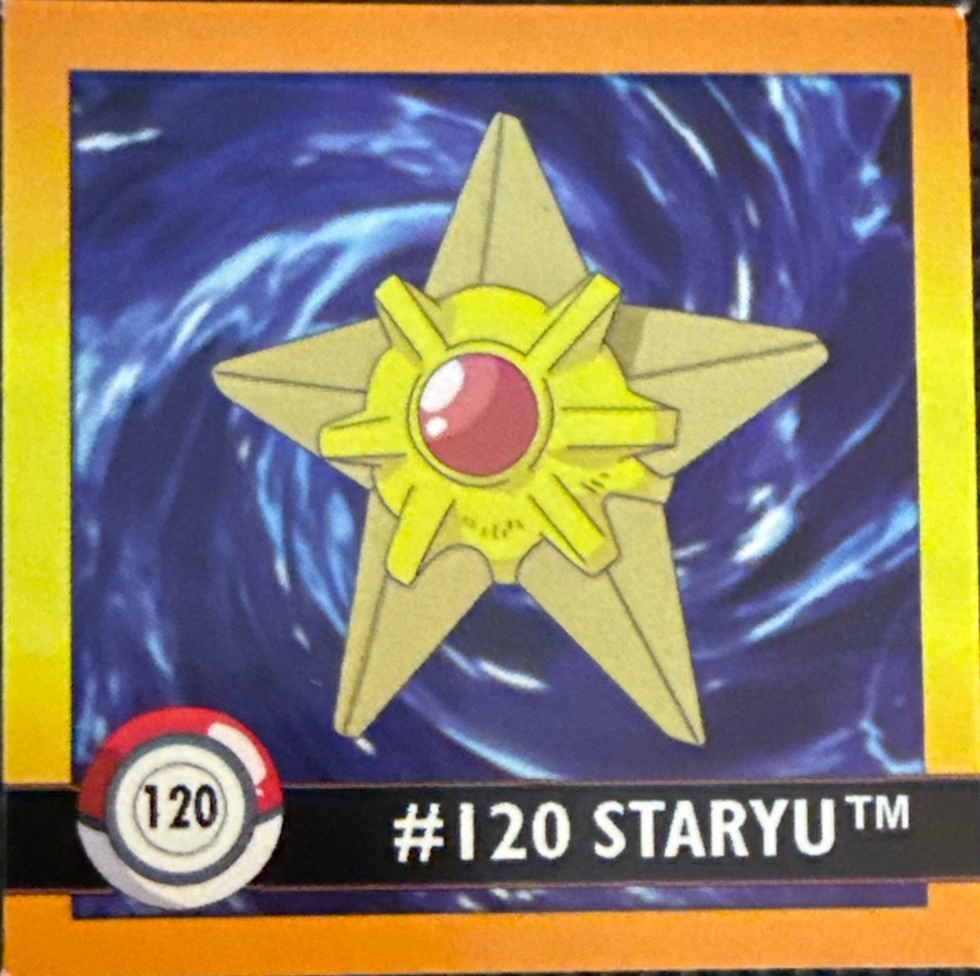 Staryu sticker #120, Artbox (USA) Pokémon Artbox Stickers (1999), front