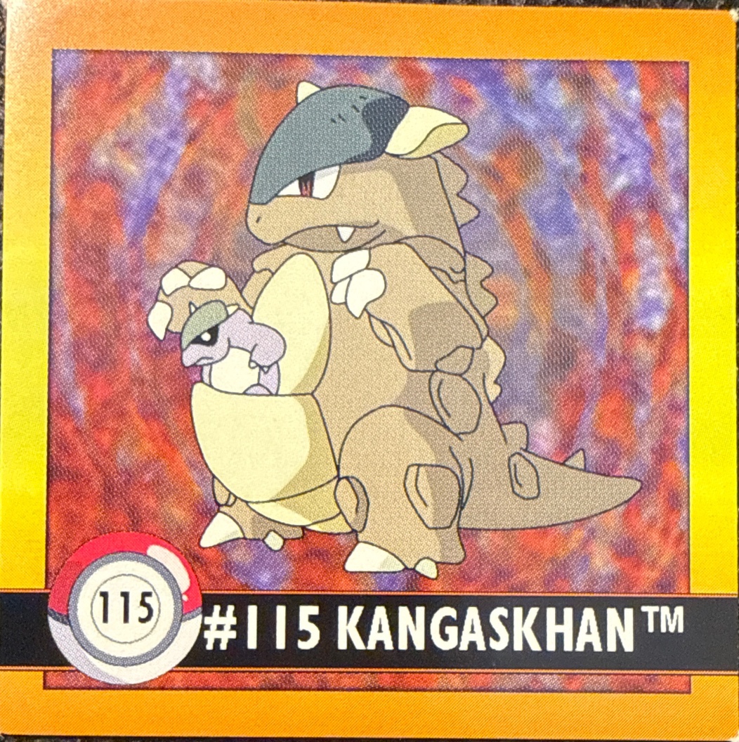 Kangaskhan sticker #115, Artbox (USA) Pokémon Artbox Stickers (1999), front