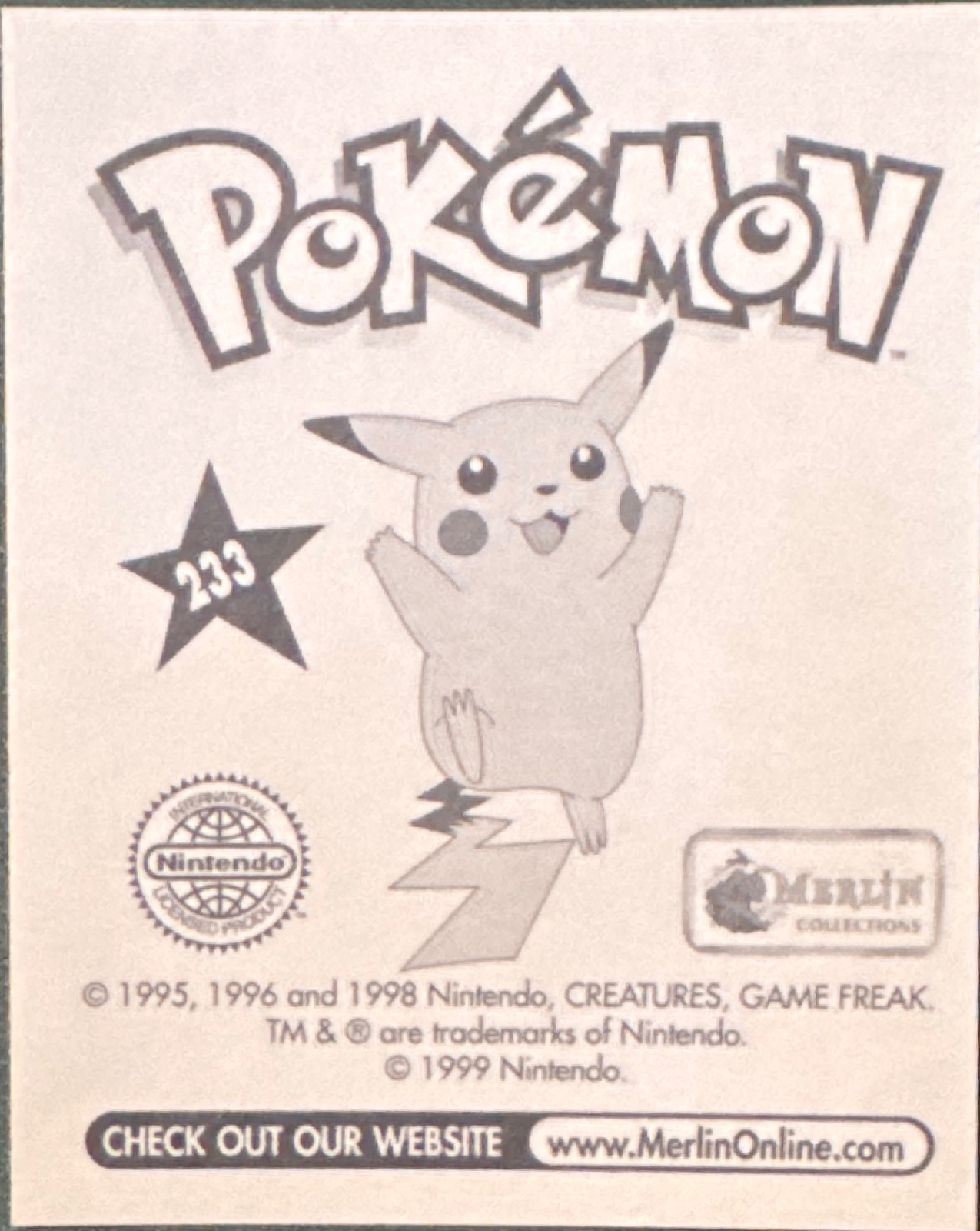 Golduck: Evolution Card #233, Pokémon Merlin Series 1 (1999), back