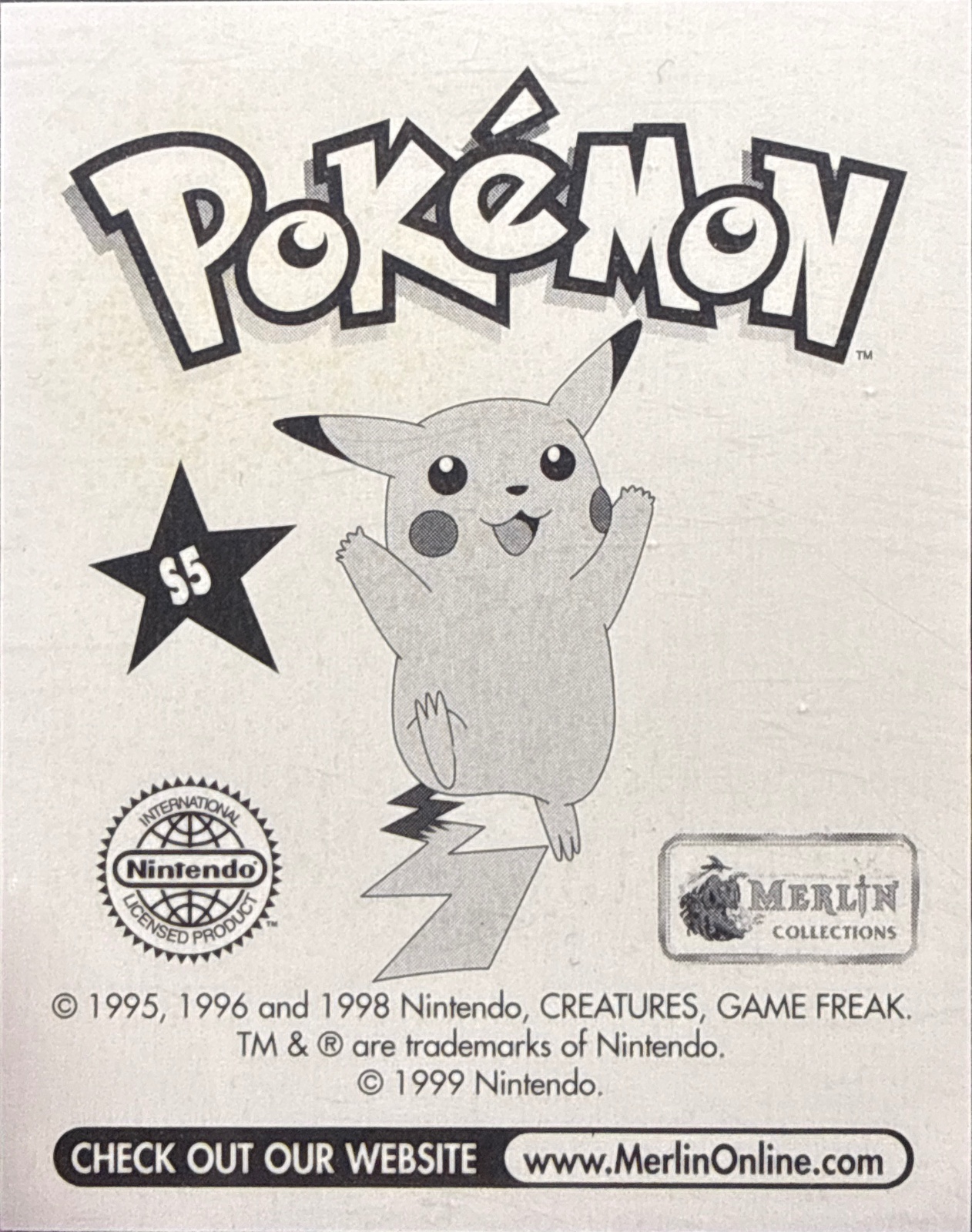 Beedrill: Glittery card #S5, Pokémon Merlin Series 1 (1999), back