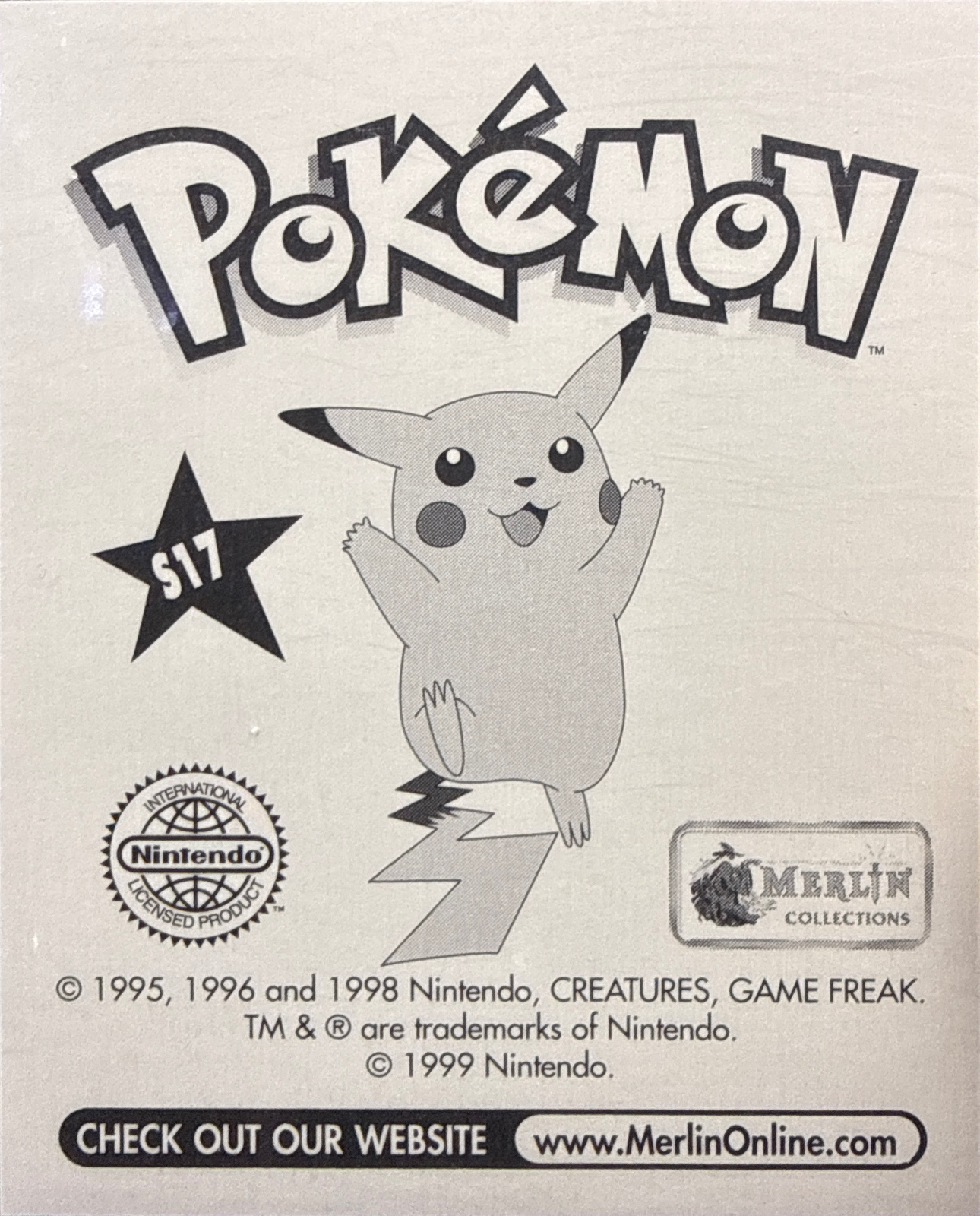 Weezing: Glittery card #S17, Pokémon Merlin Series 1 (1999), back