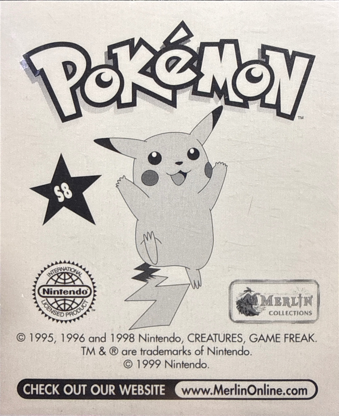 Vileplume: Glittery card #S8, Pokémon Merlin Series 1 (1999), back