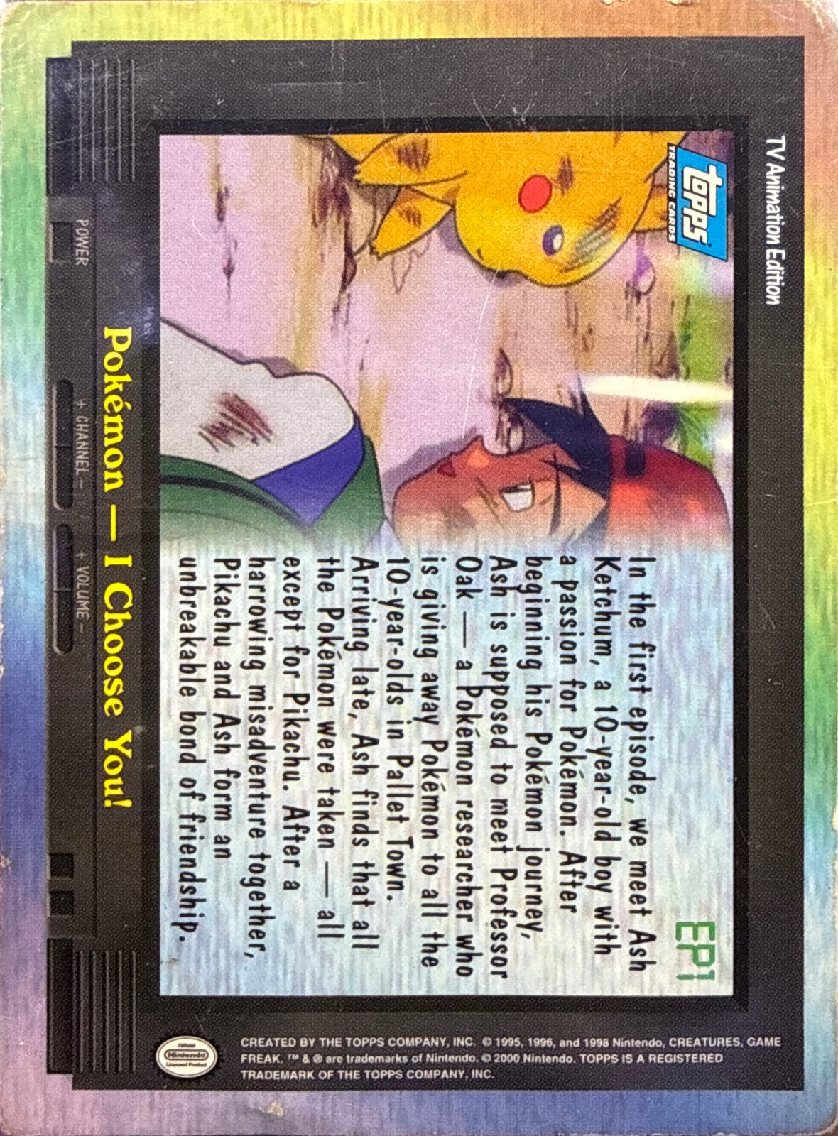 Pokémon · I Choose You! card #EP1, Pokemon Topps Series 2 (1999), back
