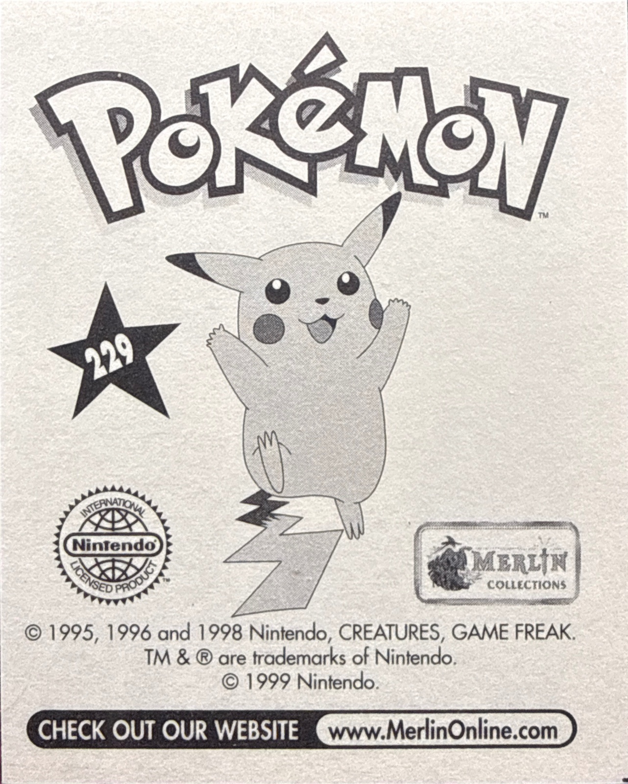 Squirtle: Evolution Card #229, Pokémon Merlin Series 1 (1999), back