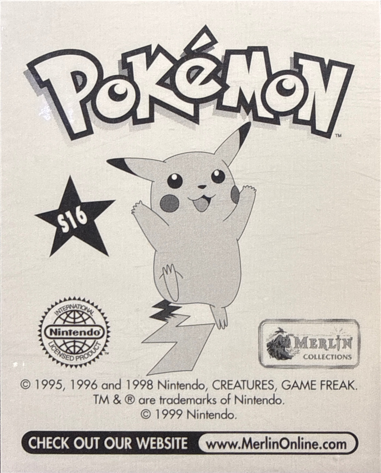 Exeggutor: Glittery card #S16, Pokémon Merlin Series 1 (1999), back