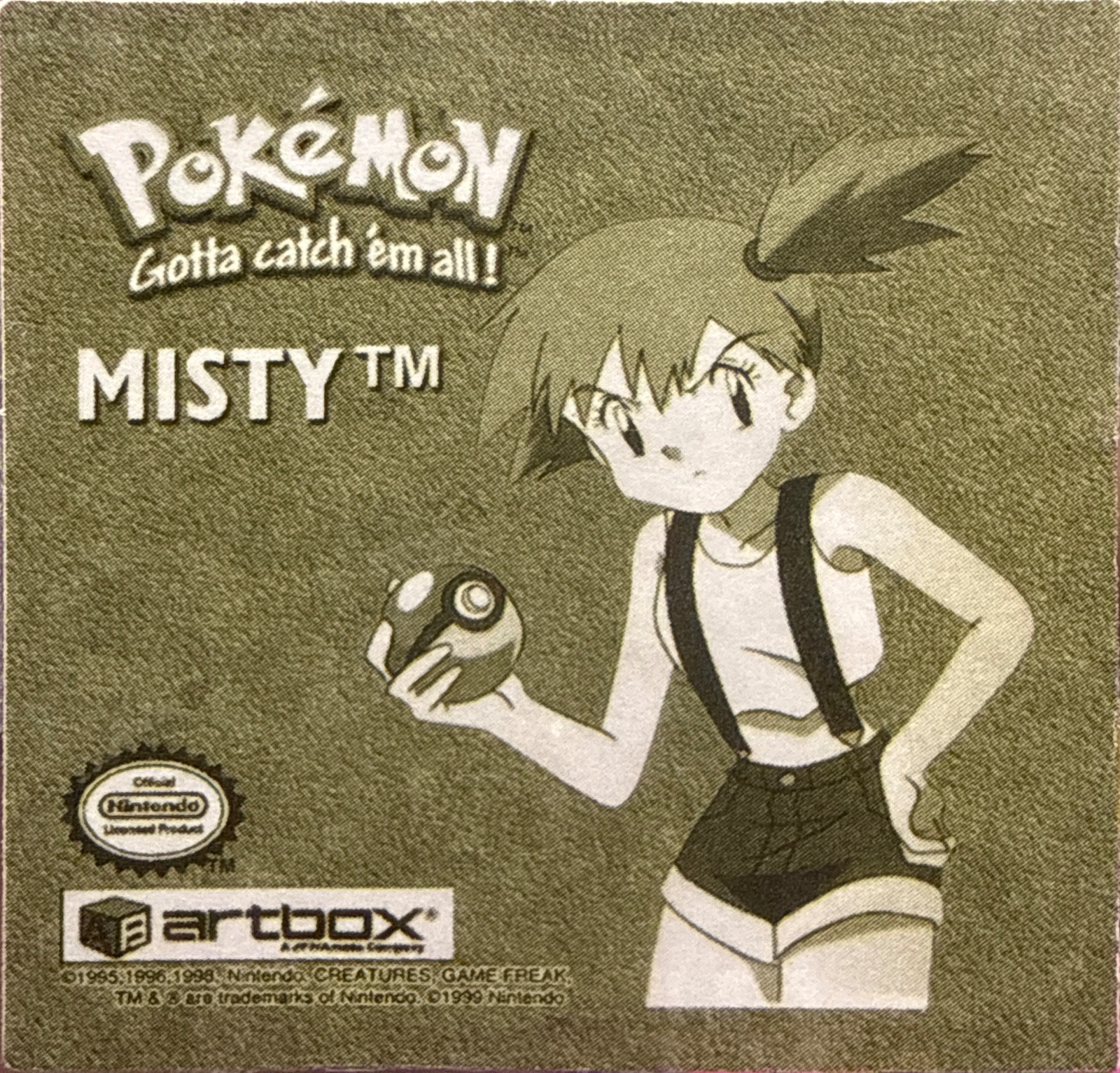 Misty collectible #R01, Artbox (USA) Pokémon Artbox Series 1 Flipz (1999), back