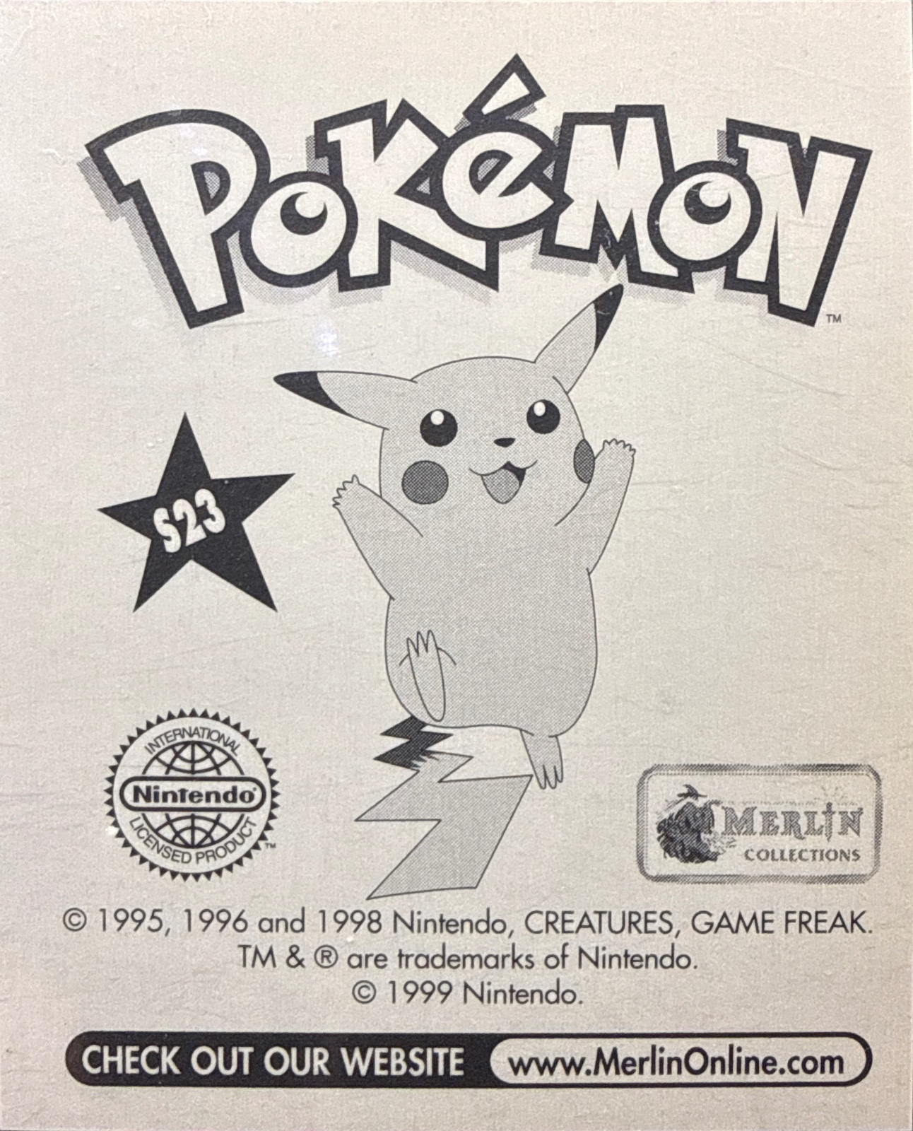 Mew: Glittery card #S23, Pokémon Merlin Series 1 (1999), back