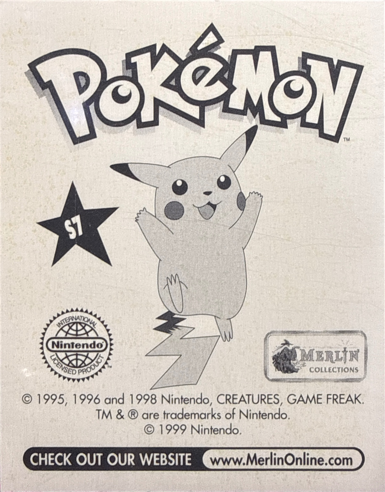 Nidoqueen: Glittery card #S7, Pokémon Merlin Series 1 (1999), back