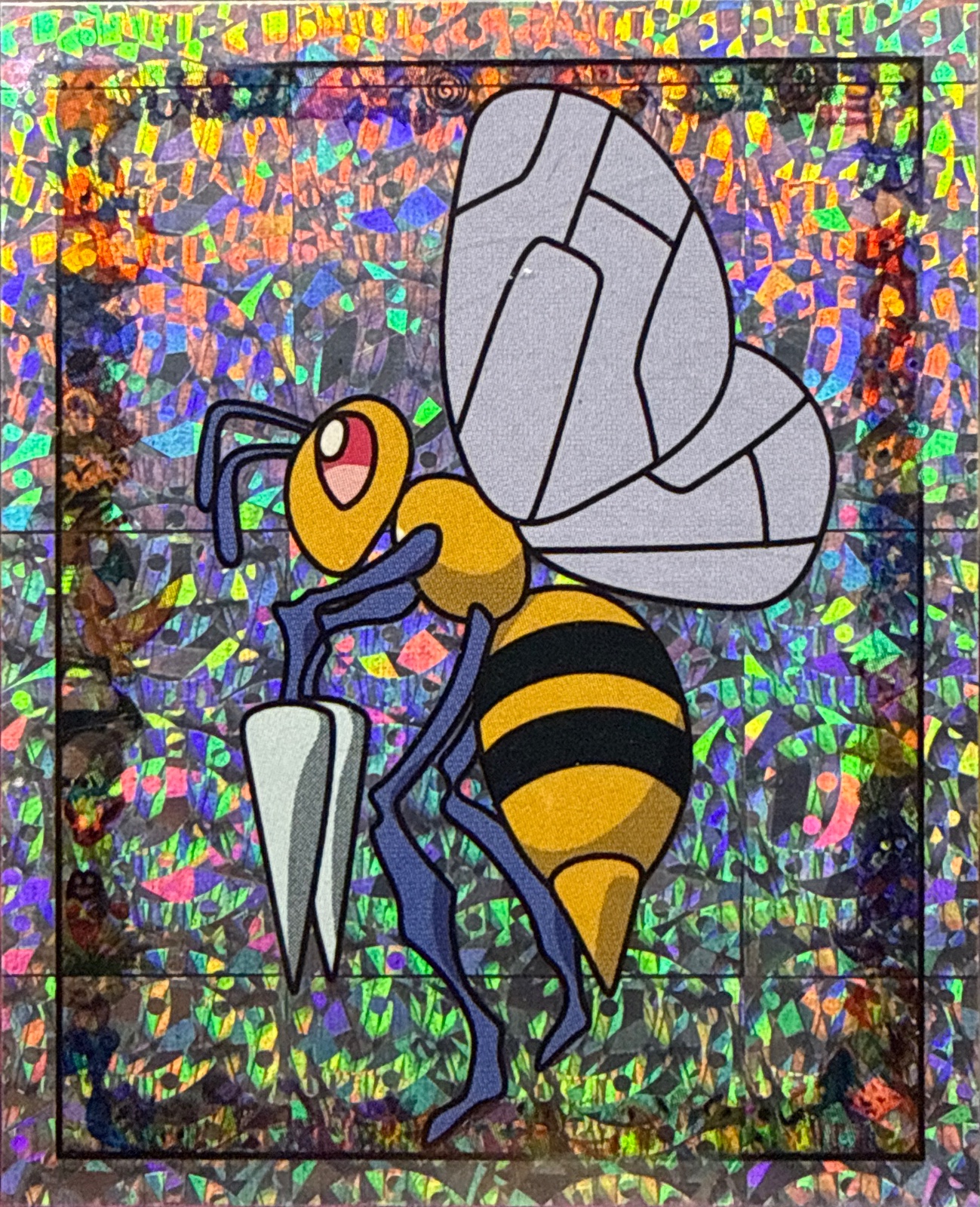 Beedrill: Glittery card #S5, Pokémon Merlin Series 1 (1999), front