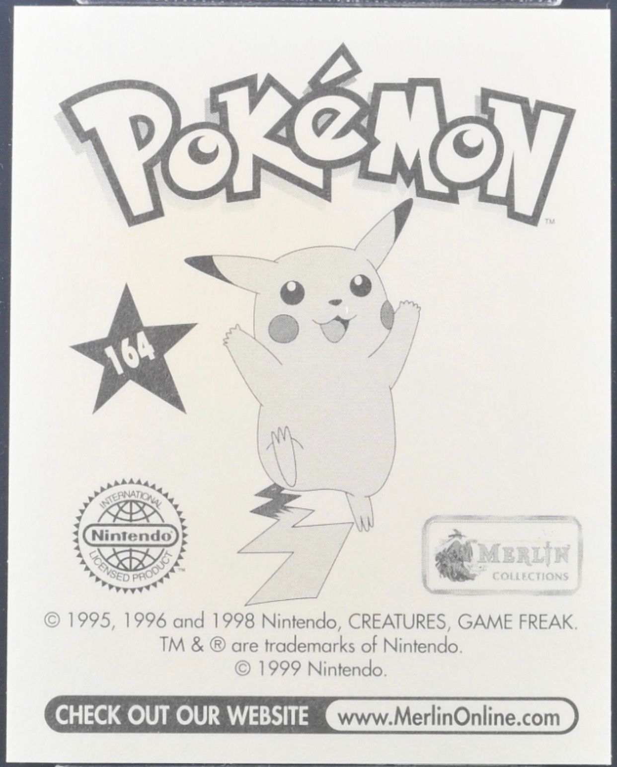 Dragonite: Evolution Card #164, Pokémon Merlin Series 1 (1999), back