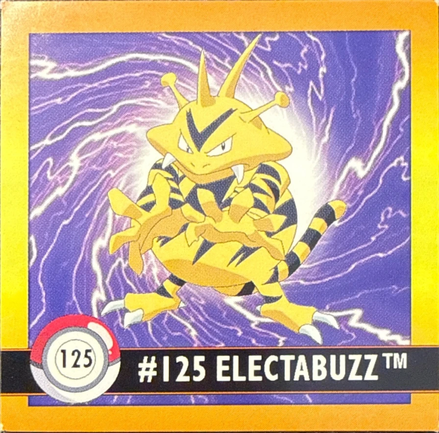 Electabuzz sticker #125, Artbox (USA) Pokémon Artbox Stickers (1999), front