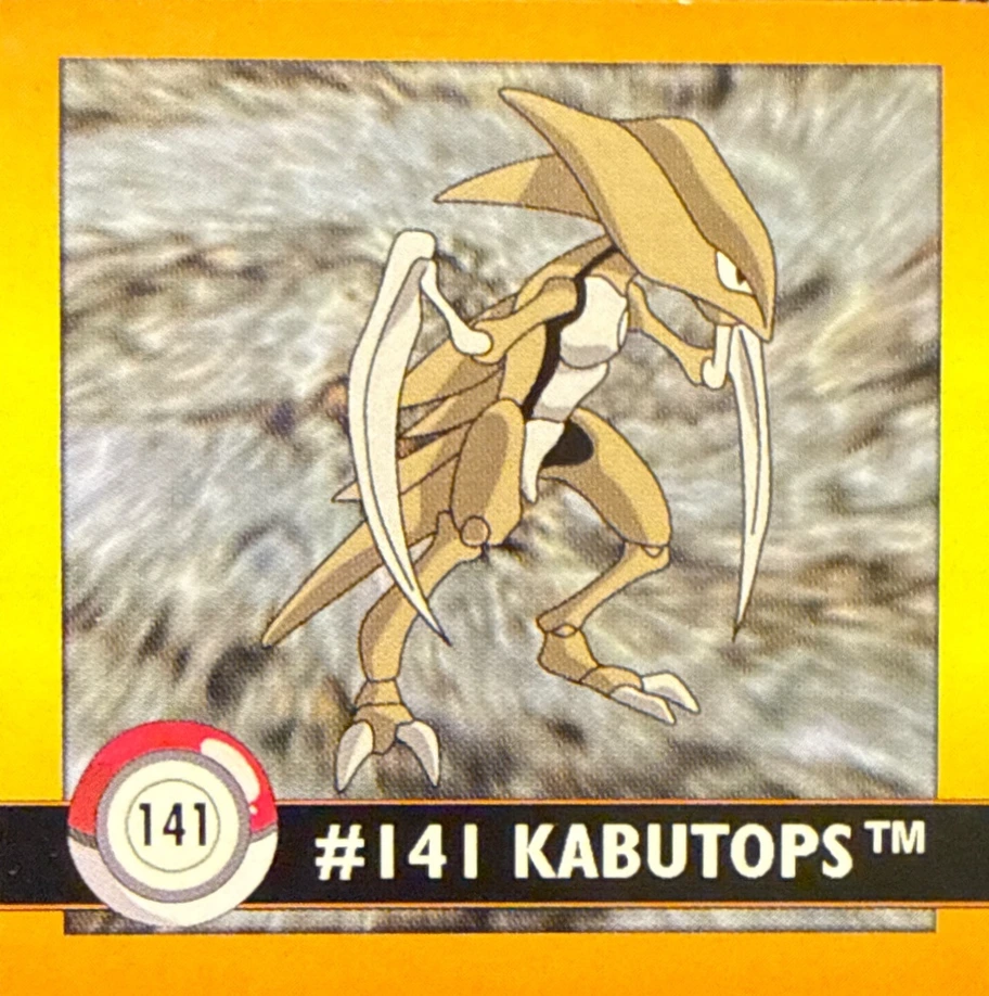 Kabutops sticker #141, Artbox (USA) Pokémon Artbox Stickers (1999), front