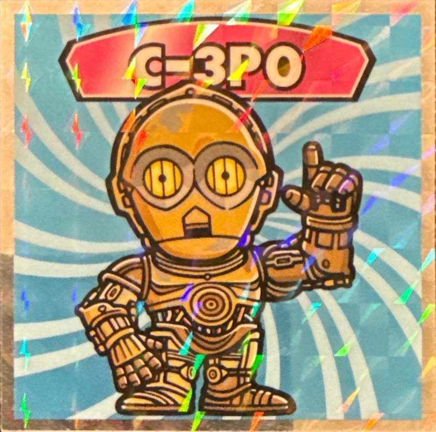 C-3PO sticker, Star Wars Bikkuriman Episodes 1, 2, 3 Stickers Checklist (2015), Prism, front