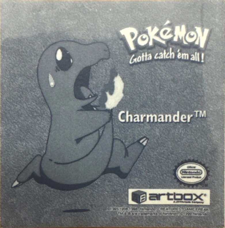 Charmander sticker #Pr01, Artbox (USA) Pokémon Artbox Stickers (1999), Prism, back