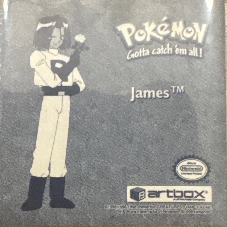 James sticker #Pr24, Artbox (USA) Pokémon Artbox Stickers (1999), Prism, back