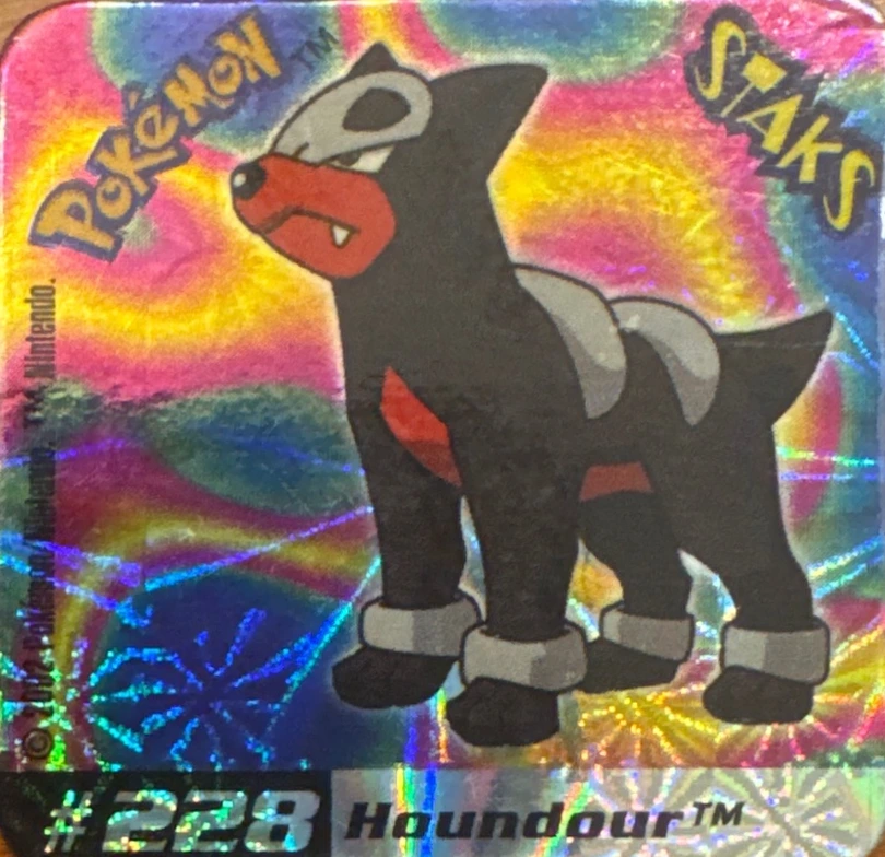 Houndour collectible #228, Pokémon Staks Johto League Champions (2002), front