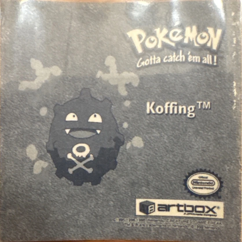 Koffing sticker #Pr29, Artbox (USA) Pokémon Artbox Stickers (1999), Prism, back