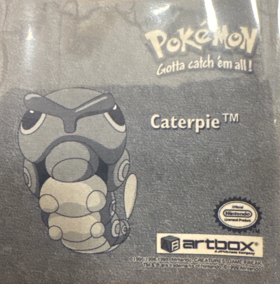 Caterpie sticker #Pr39, Artbox (USA) Pokémon Artbox Stickers (1999), Prism, back