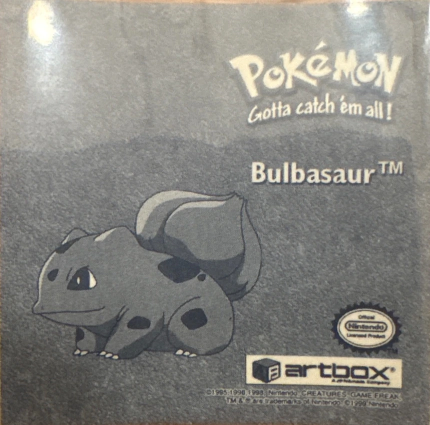 Bulbasaur sticker #Pr02, Artbox (USA) Pokémon Artbox Stickers (1999), Prism, back