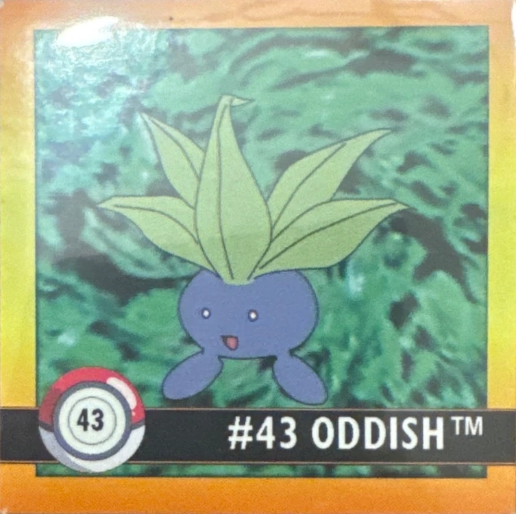 Oddish sticker #43, Artbox (USA) Pokémon Artbox Stickers (1999), front