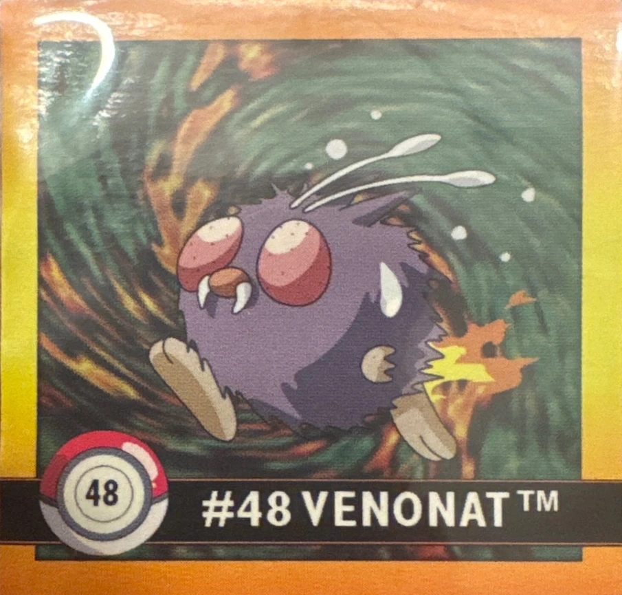 Venonat sticker #48, Artbox (USA) Pokémon Artbox Stickers (1999), front