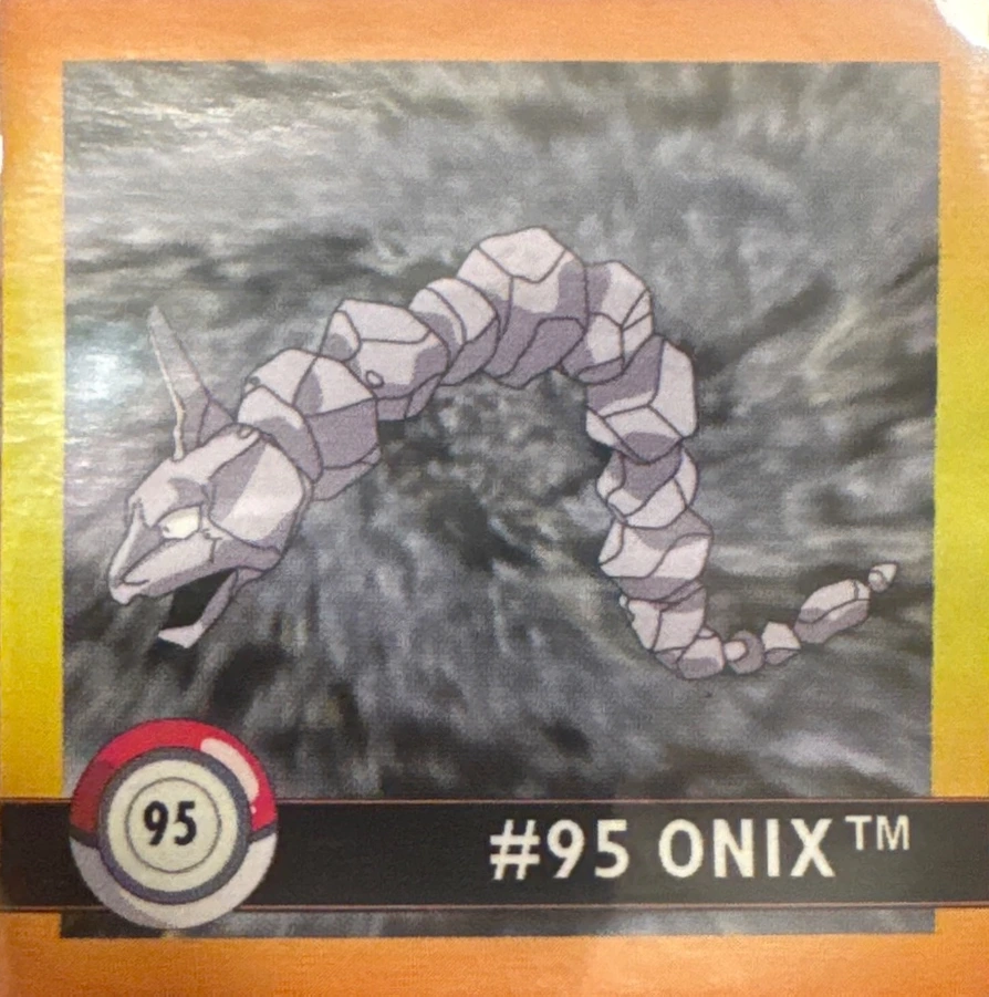 Onix sticker #95, Artbox (USA) Pokémon Artbox Stickers (1999), front