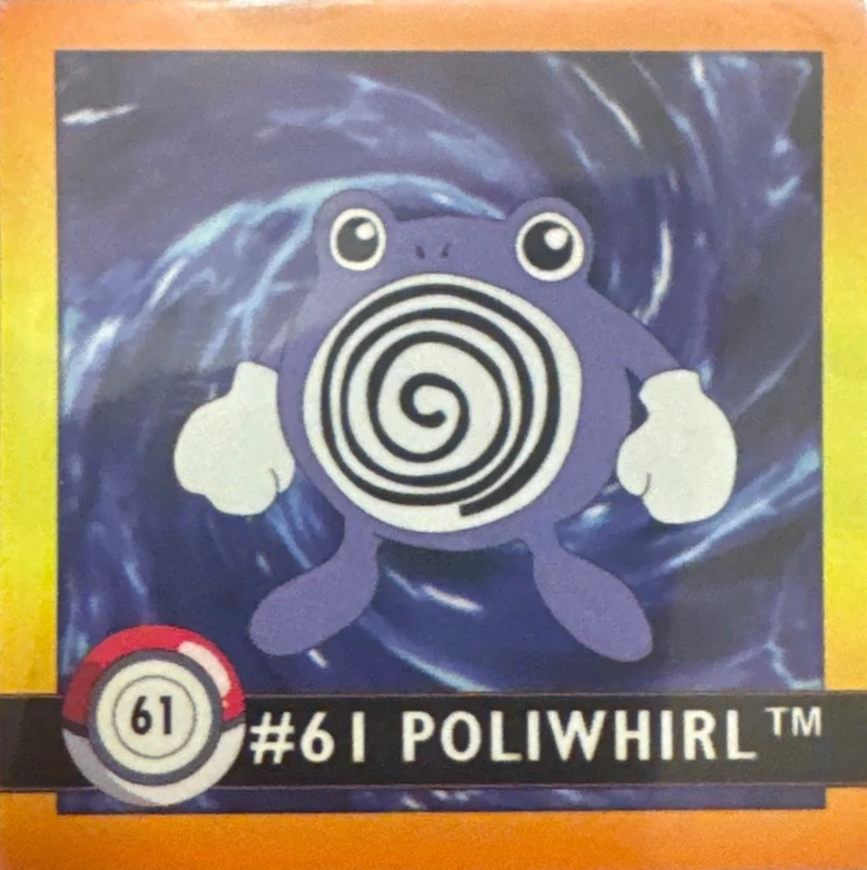 Poliwhirl sticker #61, Artbox (USA) Pokémon Artbox Stickers (1999), front