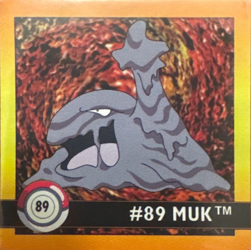 Muk sticker #89, Artbox (USA) Pokémon Artbox Stickers (1999), front