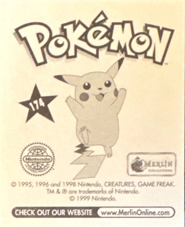 Machoke: Evolution Card #174, Pokémon Merlin Series 1 (1999), back