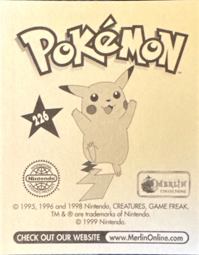 Omastar: Evolution Card #226, Pokémon Merlin Series 1 (1999), back