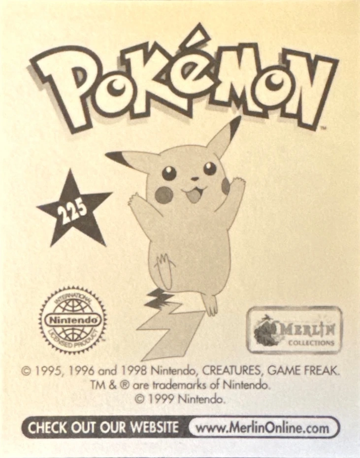 Omanyte: Evolution Card #225, Pokémon Merlin Series 1 (1999), back