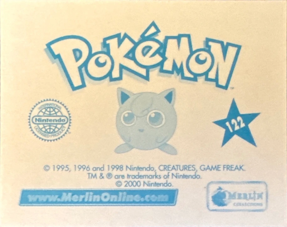 Charizard card #122, Pokémon Merlin Series 2 (2000), back