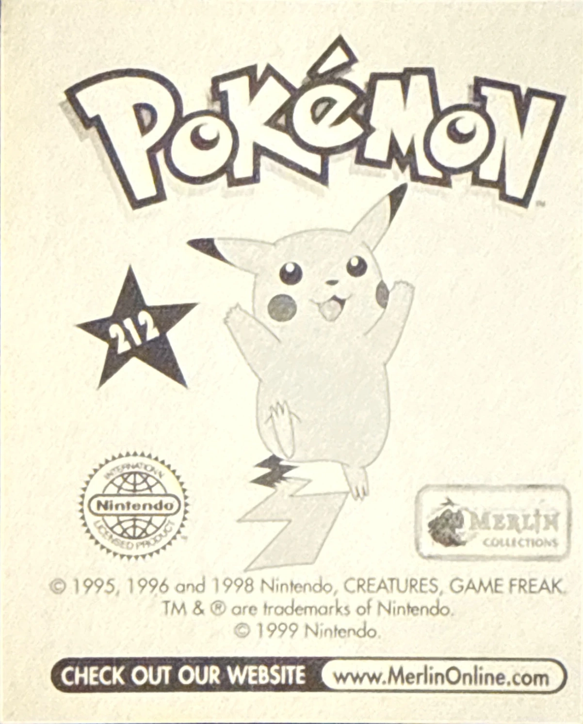 Arbok: Evolution Card #212, Pokémon Merlin Series 1 (1999), back