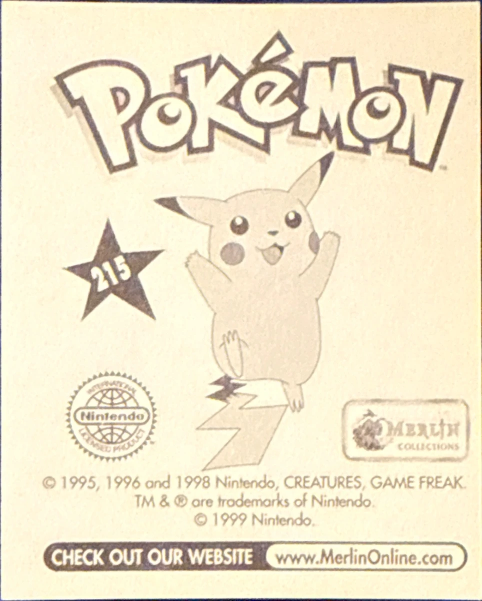 Koffing: Evolution Card #215, Pokémon Merlin Series 1 (1999), back