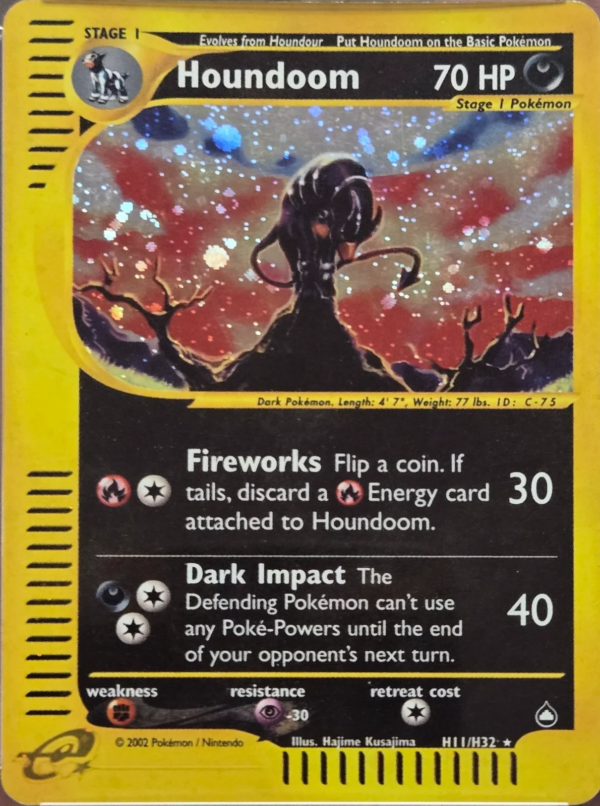 Houndoom trading card #H11, Aquapolis Checklist (2003) · Pokémon TCG, front