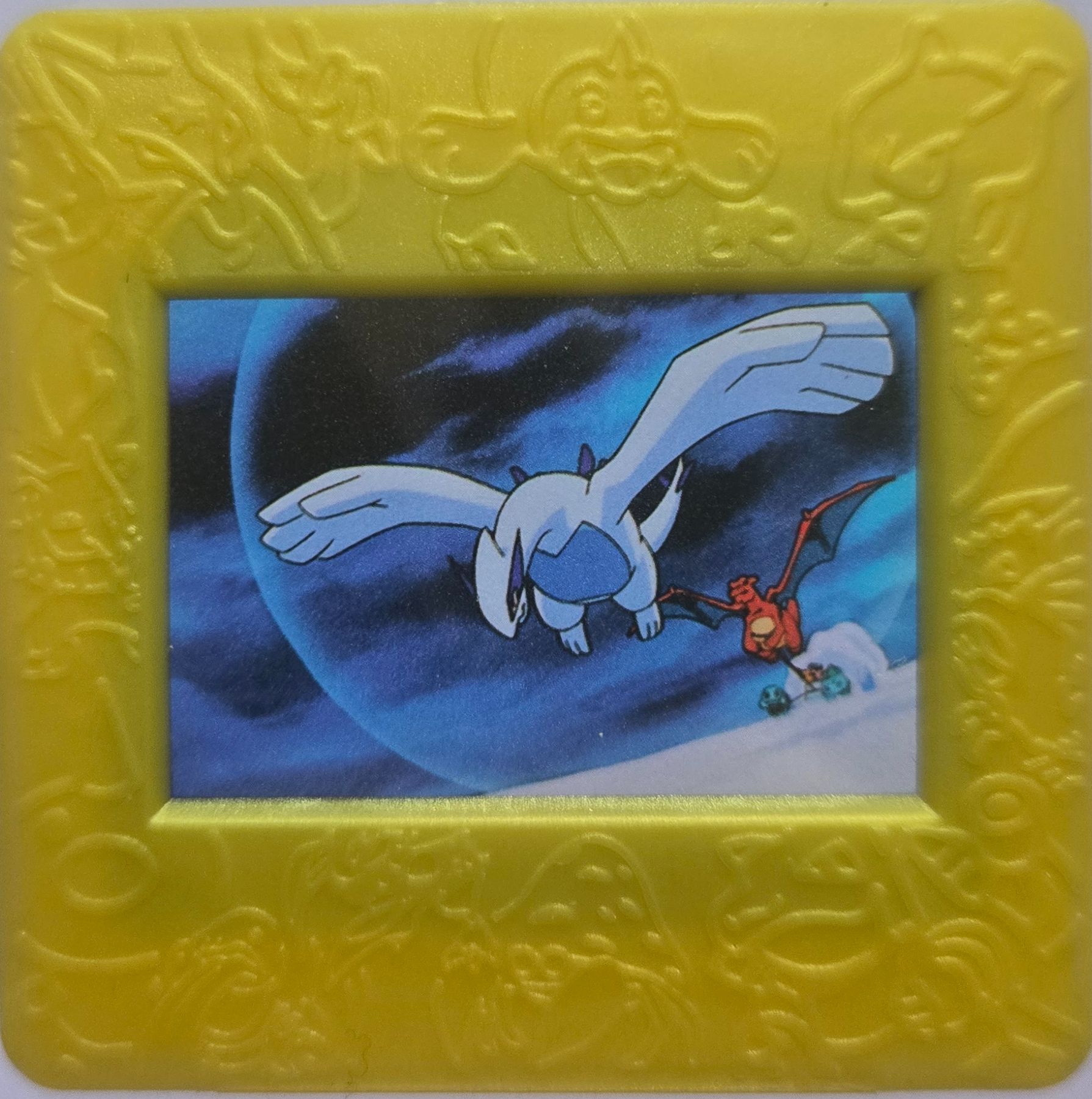 Lugia & Charizard collectible #Gold, Pokemon Meiji Picture Frames Checklist (2000), front